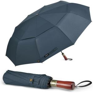 imageG4Free 54 Inch Large Compact Windproof Golf Umbrella for Rain Oversized Auto Open Close Folding Travel 10 Ribs Vented Double Canopy Umbrella for Women MenDark Blue