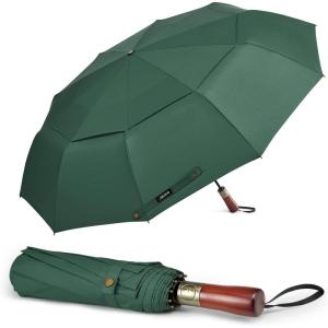 imageG4Free 54 Inch Large Compact Windproof Golf Umbrella for Rain Oversized Auto Open Close Folding Travel 10 Ribs Vented Double Canopy Umbrella for Women MenDark Green