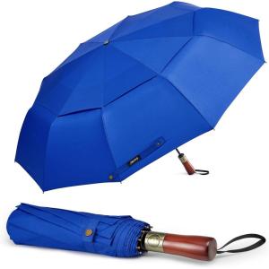 imageG4Free 54 Inch Large Compact Windproof Golf Umbrella for Rain Oversized Auto Open Close Folding Travel 10 Ribs Vented Double Canopy Umbrella for Women MenSapphire