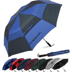 imageG4Free 62 Inch Portable Golf Umbrella Large Oversize Double Canopy Vented Windproof Waterproof Automatic Open Stick Umbrellas for Men and WomenDark BlueNavyRoyal Blue