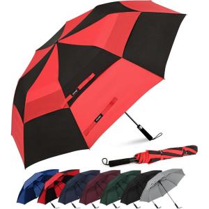 imageG4Free 62 Inch Portable Golf Umbrella Large Oversize Double Canopy Vented Windproof Waterproof Automatic Open Stick Umbrellas for Men and WomenDark BlueBlackRed