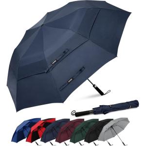 imageG4Free 62 Inch Portable Golf Umbrella Large Oversize Double Canopy Vented Windproof Waterproof Automatic Open Stick Umbrellas for Men and WomenDark BlueDark Blue