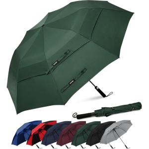 imageG4Free 62 Inch Portable Golf Umbrella Large Oversize Double Canopy Vented Windproof Waterproof Automatic Open Stick Umbrellas for Men and WomenDark BlueDark Green