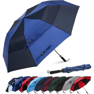 imageG4Free 62 Inch Portable Golf Umbrella Large Oversize Double Canopy Vented Windproof Waterproof Automatic Open Stick Umbrellas for Men and WomenDark BlueBlueNavy