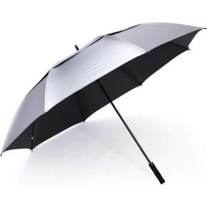imageG4Free 72 Inch Huge Golf Umbrella UV Protection Auto Open Windproof Umbrella Oversized Extra Large Vented Double Canopy for FamilySilverBlack