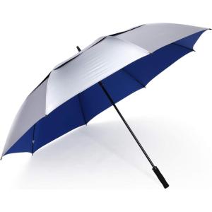 imageG4Free 72 Inch Huge Golf Umbrella UV Protection Auto Open Windproof Umbrella Oversized Extra Large Vented Double Canopy for FamilySilverBlue