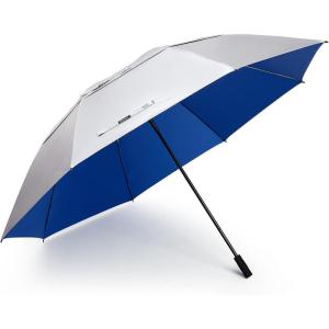 imageG4Free 80 Inch Huge Large Oversize Golf Umbrella Double Canopy Vented Windproof Stick Umbrellas 66 Ft Heavy Duty for Outdoor Doorman FamilySilverBlue
