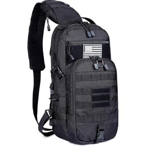imageG4Free EDC Bag Tactical Sling Bag Backpack Molle Chest Shoulder Assault Pack Rectangular Outdoor DaypackBlack