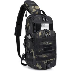 imageG4Free EDC Bag Tactical Sling Bag Backpack Molle Chest Shoulder Assault Pack Rectangular Outdoor DaypackBlack Cp