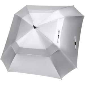 imageG4Free Extra Large Golf Umbrella 6268 inch Square Vented Windproof Auto Open Double Canopy Oversized Stick UmbrellaUV Silver
