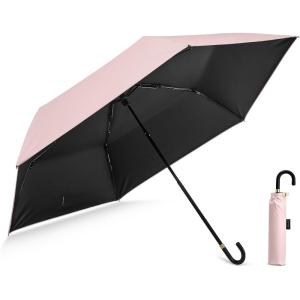 imageG4Free Mini Travel Umbrella UPF 50 Ultralight Slim UV Protection Parasol Windproof Compact Umbrella for Sun ampamp Rain Portable with J Hook Curved Handle Japanese Style for WomenSakura PinkBlack