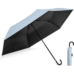 imageG4Free Mini Travel Umbrella UPF 50 Ultralight Slim UV Protection Parasol Windproof Compact Umbrella for Sun ampamp Rain Portable with J Hook Curved Handle Japanese Style for WomenBlueBlack