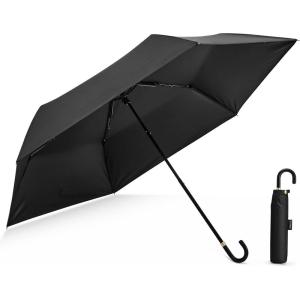imageG4Free Mini Travel Umbrella UPF 50 Ultralight Slim UV Protection Parasol Windproof Compact Umbrella for Sun ampamp Rain Portable with J Hook Curved Handle Japanese Style for WomenBlack