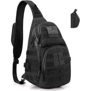 imageG4Free Tactical EDC Sling Backpack Military Rover Shoulder Sling Bag Pack with Pistol Holster for Concealed CarryBlack