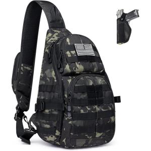 imageG4Free Tactical EDC Sling Backpack Military Rover Shoulder Sling Bag Pack with Pistol Holster for Concealed CarryBlack Cp
