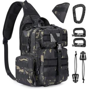 imageG4Free Tactical EDC Sling Bag Backpack with Adjustable Holder Military Shoulder Backpack for MenBlack Cp