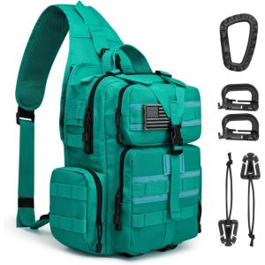 imageG4Free Tactical EDC Sling Bag Backpack with Adjustable Holder Military Shoulder Backpack for MenPeacock Green