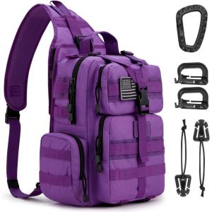 imageG4Free Tactical EDC Sling Bag Backpack with Adjustable Holder Military Shoulder Backpack for MenPurple