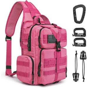 imageG4Free Tactical EDC Sling Bag Backpack with Adjustable Holder Military Shoulder Backpack for MenRose Red