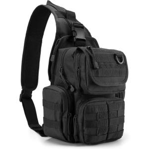 imageG4Free Tactical EDC Sling Bag Pack with Adjustable Holder Sling Shoulder Assault Range BackpackBlackBlack