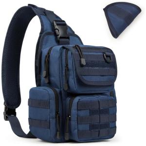 imageG4Free Tactical EDC Sling Bag Pack with Adjustable Holder Sling Shoulder Assault Range BackpackBlackDark Blue