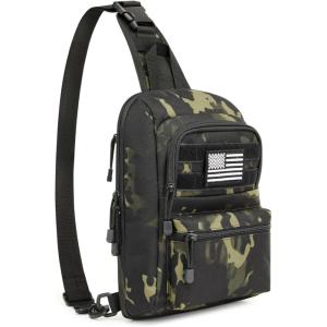 imageG4Free Tactical Sling Bag Backpack EDC Concealed Carry Bag Military Small Crossbody Shoulder Chest PackBlack Camo