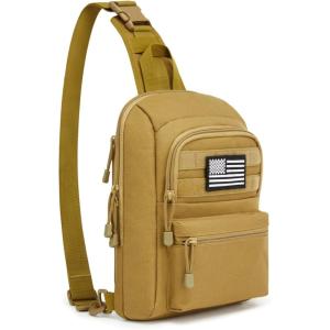 imageG4Free Tactical Sling Bag Backpack EDC Concealed Carry Bag Military Small Crossbody Shoulder Chest PackTan