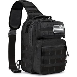 imageG4Free Tactical Sling Bag Backpack Military Rover Shoulder Sling Pack Molle EDC Small Crossbody Chest PackBlack