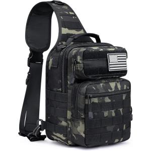 imageG4Free Tactical Sling Bag Backpack Military Rover Shoulder Sling Pack Molle EDC Small Crossbody Chest PackBlack Cp