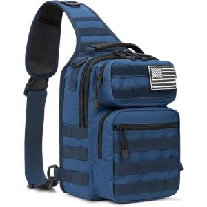 imageG4Free Tactical Sling Bag Backpack Military Rover Shoulder Sling Pack Molle EDC Small Crossbody Chest PackDark Blue