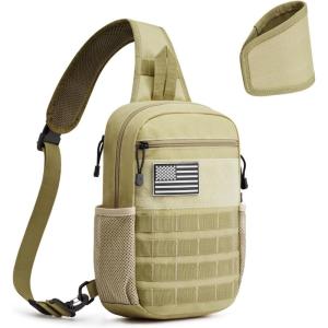 imageG4Free Tactical Sling Bag Backpack for MenMilitary Durable Shoulder Pack Tactical Bag for Travel Hiking Outdoor Sports BlackKhaki