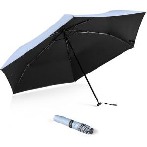 imageG4Free Travel Umbrella Compact Ultralight UPF 50 UV Protection Carbon Fiber Super Slim Small Mini Umbrella Weighs Only 4 ozBlackoutPlaid Blue