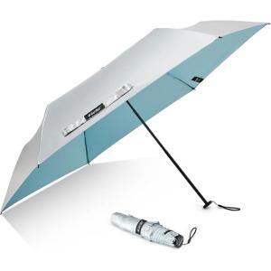 imageG4Free Travel Umbrella Compact Ultralight UPF 50 UV Protection Carbon Fiber Super Slim Small Mini Umbrella Weighs Only 4 ozUV SilverLight Blue