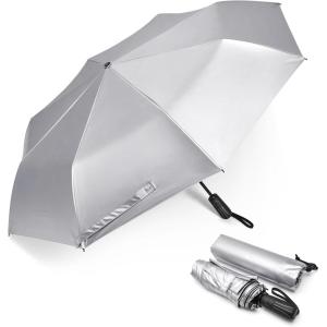 imageG4Free UPF 50 UV Protection Sun Umbrella Double Layer Windproof Compact Travel Umbrella 46 Inch Auto Open CloseBlack