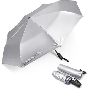 imageG4Free UPF 50 UV Protection Sun Umbrella Double Layer Windproof Compact Travel Umbrella 46 Inch Auto Open CloseBlue