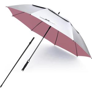 imageG4Free Vented UV GolfBeach Umbrella 68quot Arc Auto Open Oversize Extra Large Windproof Sun Shade Rain UmbrellasSilverPink
