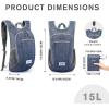 imageG4Free 10L15L Hiking Backpack Lightweight Packable Hiking Daypack Small Travel Outdoor Foldable Shoulder BagDark Blue