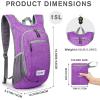imageG4Free 10L15L Hiking Backpack Lightweight Packable Hiking Daypack Small Travel Outdoor Foldable Shoulder BagPurple