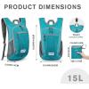 imageG4Free 10L15L Hiking Backpack Lightweight Packable Hiking Daypack Small Travel Outdoor Foldable Shoulder BagTeal Blue