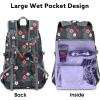 imageG4Free 40L Lightweight Packable Hiking Backpack Waterproof Travel DaypackBlack Base Floral