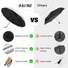 imageG4Free 46 Inch UPF 50 UV Protection Large Travel Umbrella with Wooden Handle 12 Fibreglass Ribs Super Windproof Sun Blocking Folding Umbrella Auto Open CloseBlack