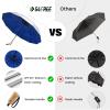 imageG4Free 46 Inch UPF 50 UV Protection Large Travel Umbrella with Wooden Handle 12 Fibreglass Ribs Super Windproof Sun Blocking Folding Umbrella Auto Open CloseBlue