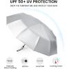 imageG4Free 46 Inch UPF 50 UV Protection Large Travel Umbrella with Wooden Handle 12 Fibreglass Ribs Super Windproof Sun Blocking Folding Umbrella Auto Open CloseBlue