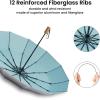 imageG4Free 46 Inch UPF 50 UV Protection Large Travel Umbrella with Wooden Handle 12 Fibreglass Ribs Super Windproof Sun Blocking Folding Umbrella Auto Open CloseLake Blue