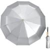 imageG4Free 46 Inch UPF 50 UV Protection Large Travel Umbrella with Wooden Handle 12 Fibreglass Ribs Super Windproof Sun Blocking Folding Umbrella Auto Open CloseBlack