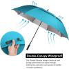 imageG4Free 546268 Inch Extra Large Windproof Golf Umbrella UV Protection Automatic Open Double Canopy Vented Sun Rain Stick UmbrellaBlue