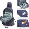 imageG4Free Canvas Sling Bag Crossbody Backpack Shoulder Bag for Men Women with Antitheft Pocket ampamp USB Charge PortDark Blue