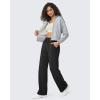 imageG4Free Fleece Lined Pants Women Wide Leg Sweatpants with Pockets Drawstring Lounge Athletic Track Fall WinterBlack