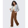 imageG4Free Fleece Lined Pants Women Wide Leg Sweatpants with Pockets Drawstring Lounge Athletic Track Fall WinterDark Coffee