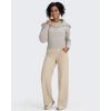 imageG4Free Fleece Lined Pants Women Wide Leg Yoga Pants with Pockets Casual High Waisted Sweatpants 29quot31quot33quotLight Khaki